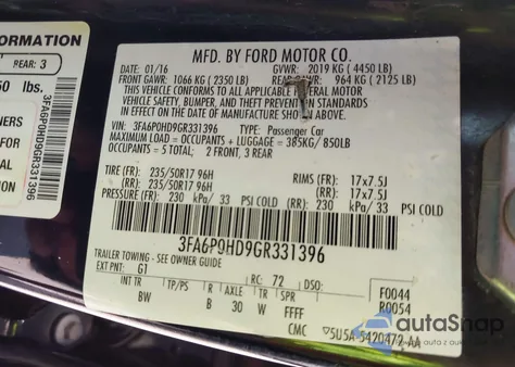 2016 Ford Fusion Se z USA, uszkodzony, nr VIN 3FA6P0HD9GR331396